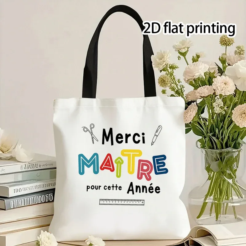 sac fourre-tout 1a avec motif imprimé, sac de shopping décontracté pliable et durable, design ouvert, adapté pour les voyages, les fêtes, la plage