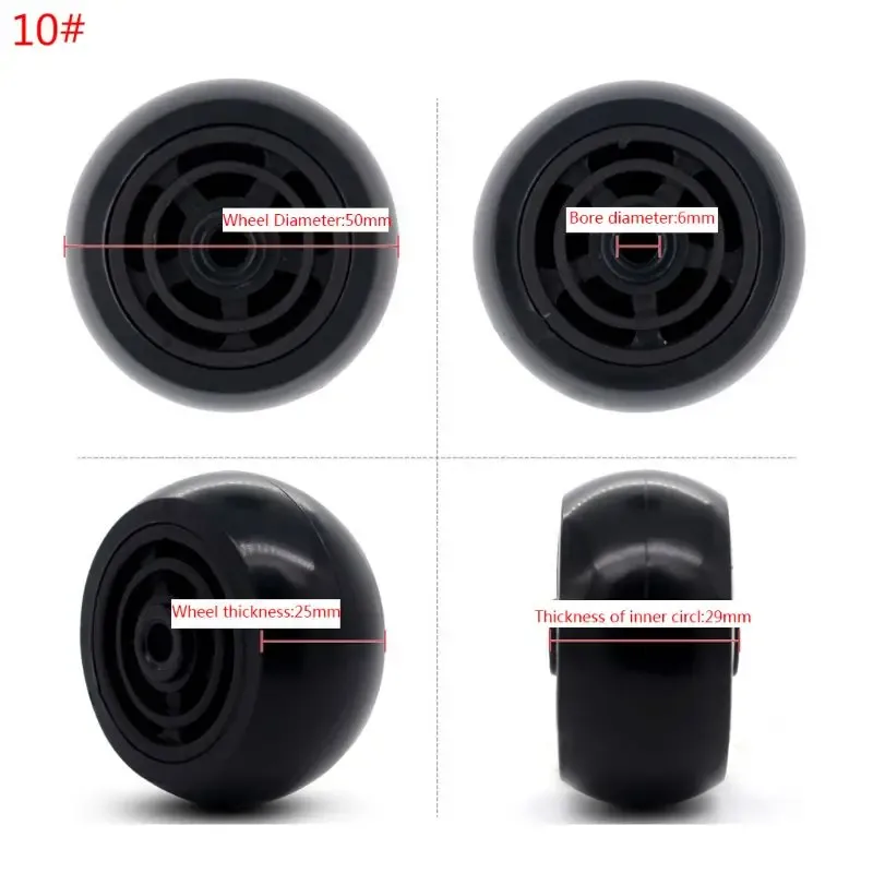 roulettes de remplacement en plastique pour valise rotative, 1 pièce