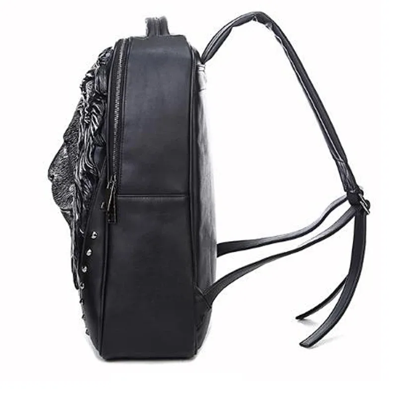 sac à dos tendance pour femmes et hommes, sac à dos avec impression 3d lion rivet, sacs d'école pour adolescentes, sac de voyage