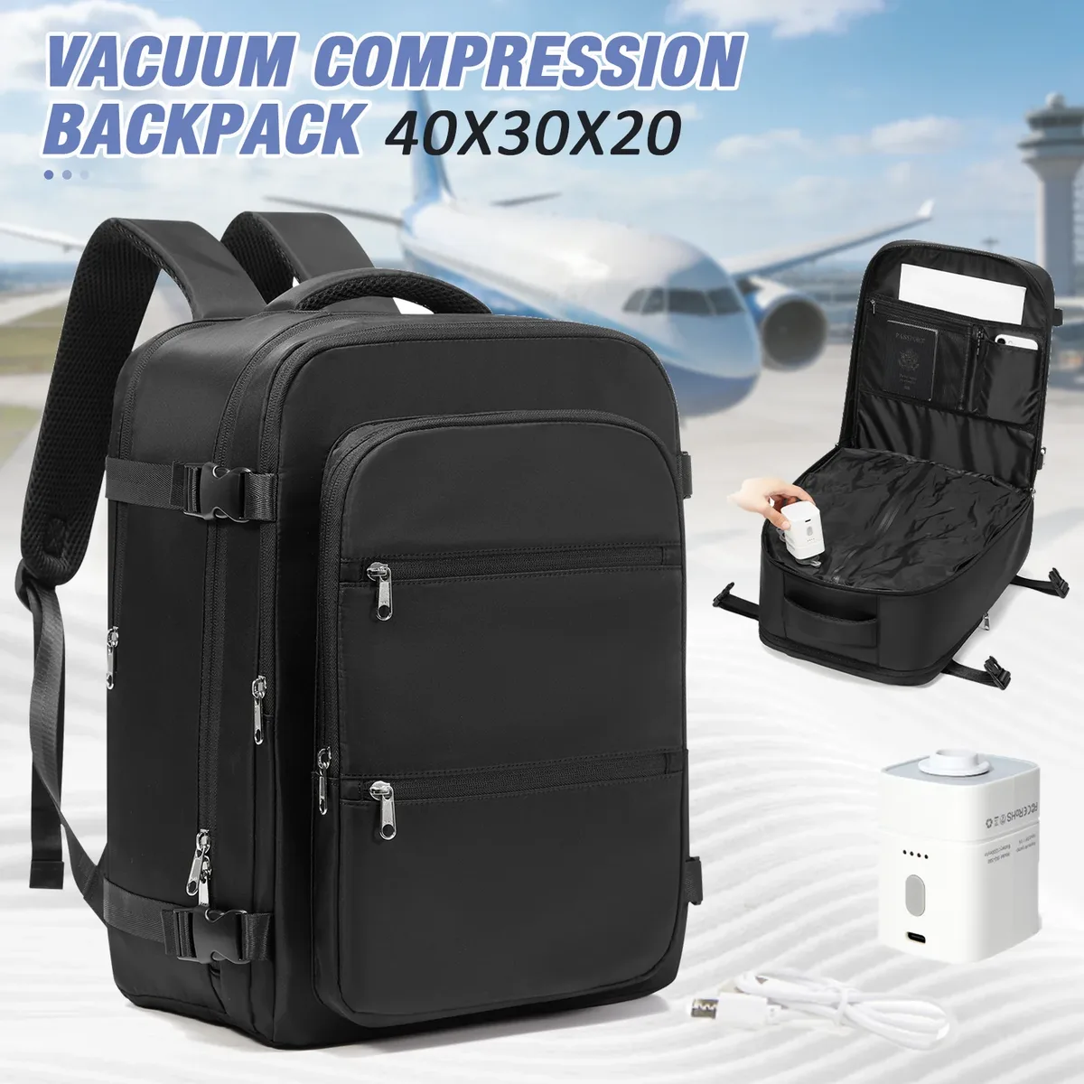 sac à dos eeasyjet ryanair 40x30x20, sac à dos à compression sous vide, sac à dos pour hommes, sac de voyage en cabine, sac pour ordinateur portable wizzair