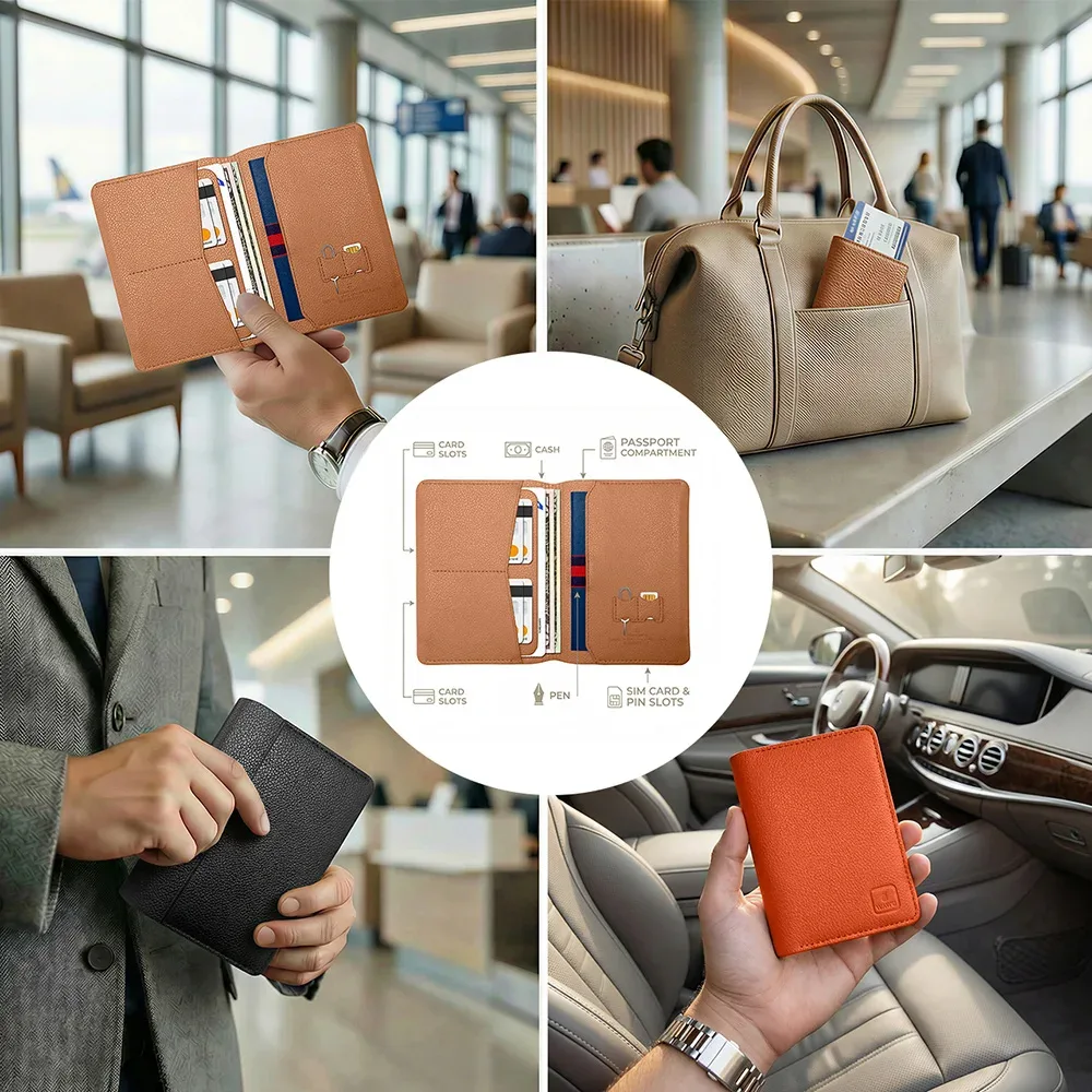 portefeuille wiwu master passport rfid anti-contrefaçon en cuir pu, pochette de rangement douce pour la peau, sac de transport