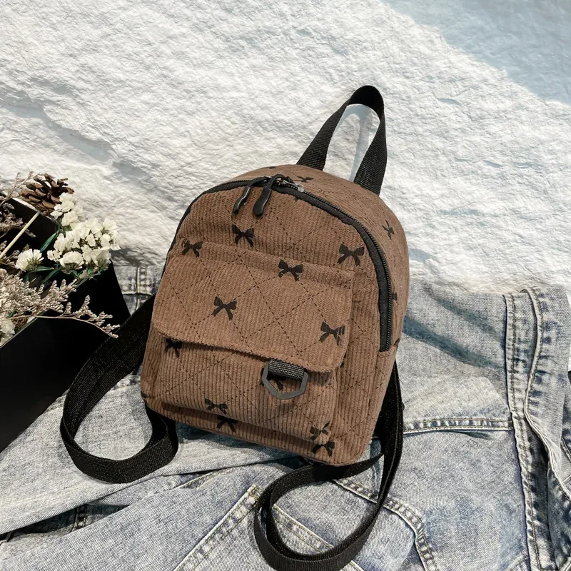 mini sac à dos imprimé nœud papillon mignon, sac à bandoulière, sac de rangement cosmétique de voyage, sacs à livres coréens pour étudiants, sac à dos décontracté 2026