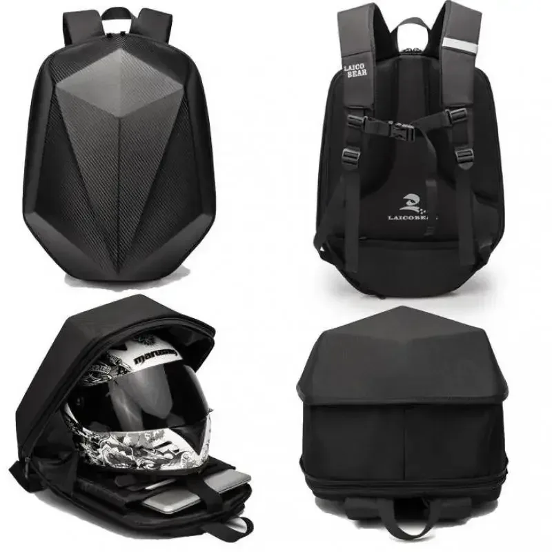 Sac à dos d'équitation de moto pour hommes, sac de casque à coque rigide, sac d'ordinateur étudiant étanche de grande capacité, sac de chevalier