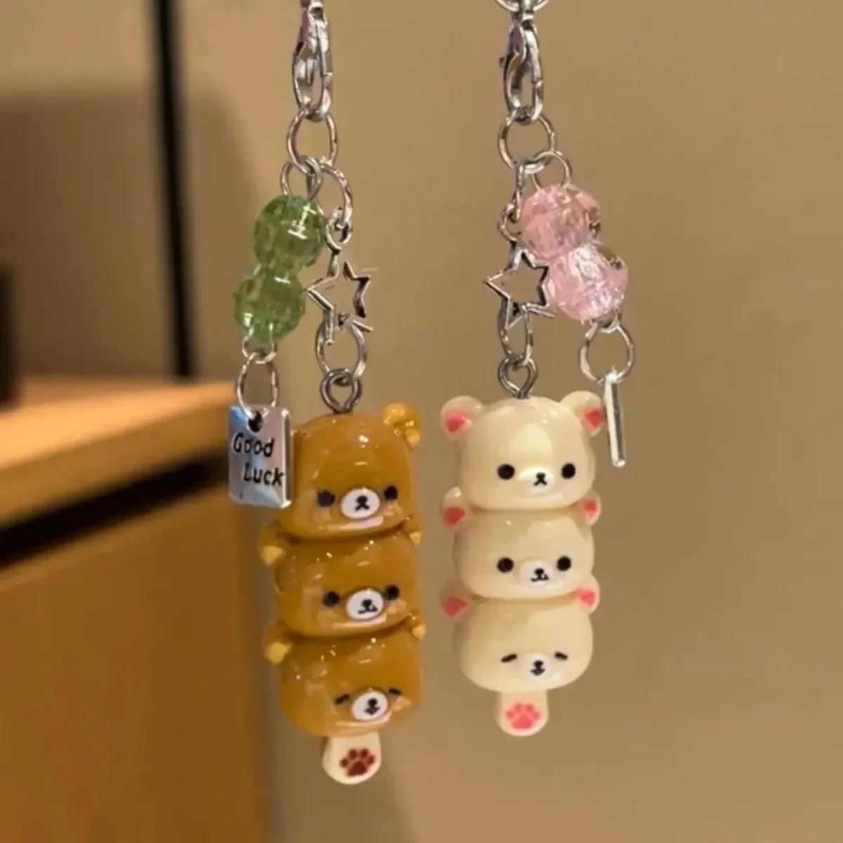 Porte-clés ours empilés mignon, breloque porte-bonheur kawaii, pendentif trois ours, accessoire pour sac à dos et sac à main, cadeau mignon pour filles et femmes