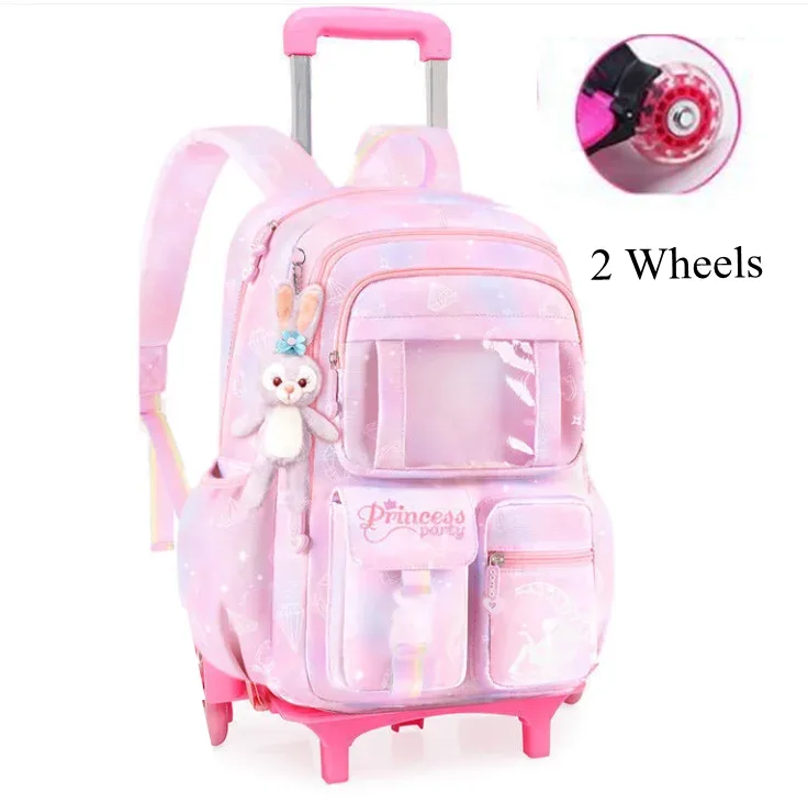 sac à dos à roulettes pour filles, cartable à roulettes