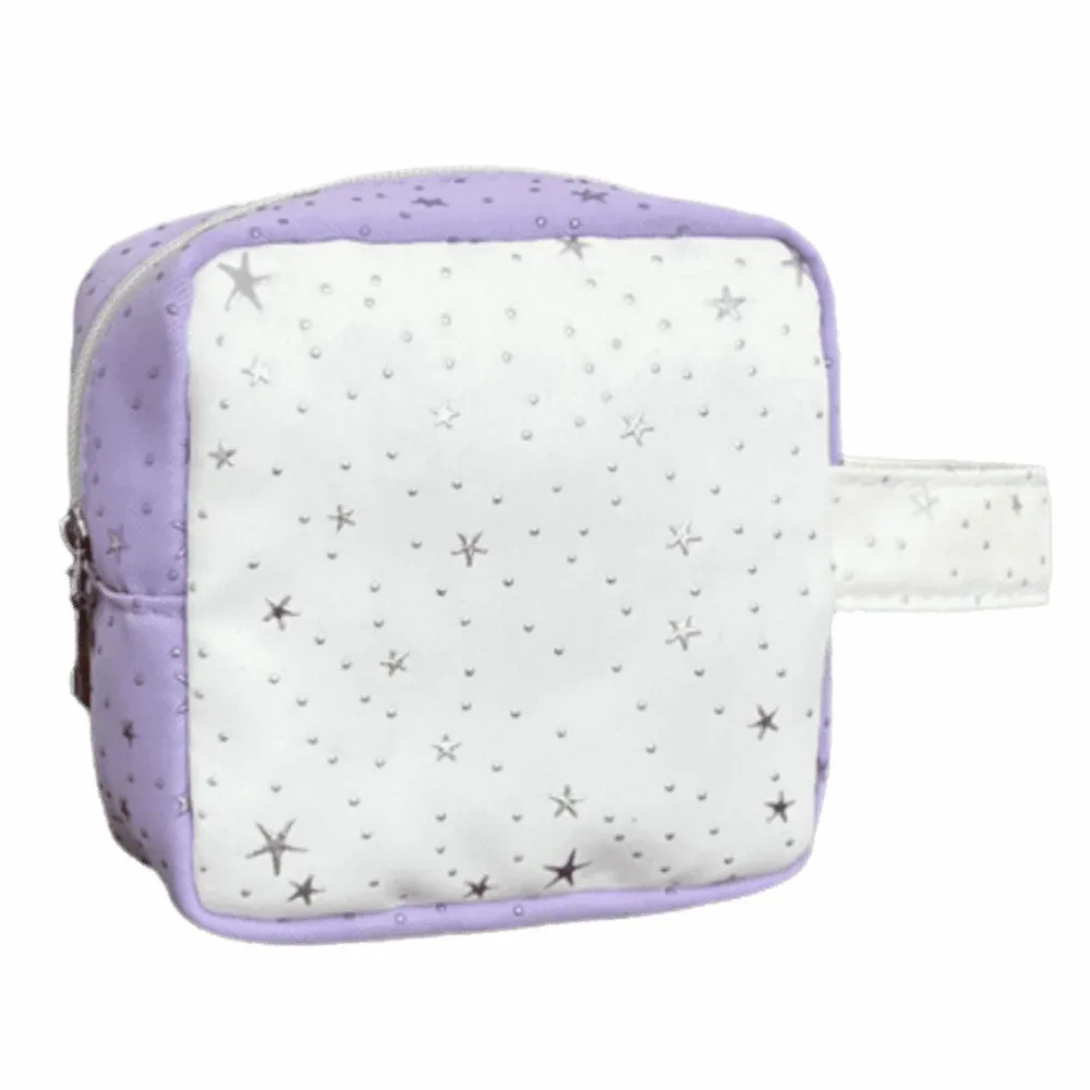 organisateur de serviettes hygiéniques à motif étoilé, sac de rangement pour maquillage à main de couleur contrastée, portable et de grande capacité