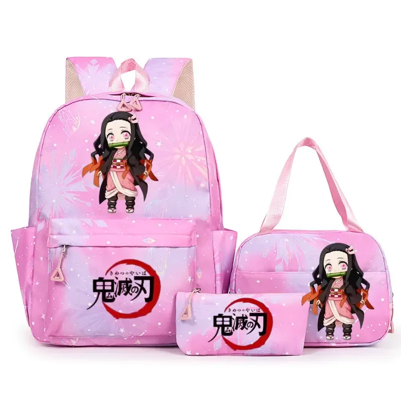 sac à dos demon slayer nezuko kamado pour adolescents, cartable de grande capacité avec sac à bandoulière pour usage quotidien, pour filles et femmes, mochilas de voyage