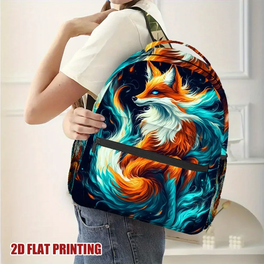 sac à dos imprimé renard, fermeture éclair légère, adapté à l'école, sac à dos compact et fonctionnel avec sac à dos décontracté fox