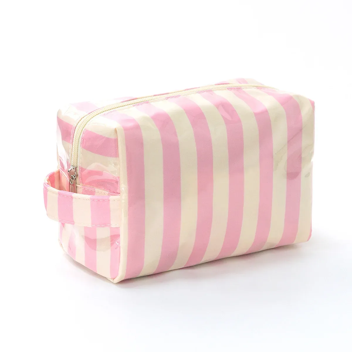 sac de maquillage élégant à rayures roses, sac de voyage portable de grande capacité, sac de rangement pour rouge à lèvres, sac à main, sac cosmétique, trousse de toilette, cadeaux pour filles
