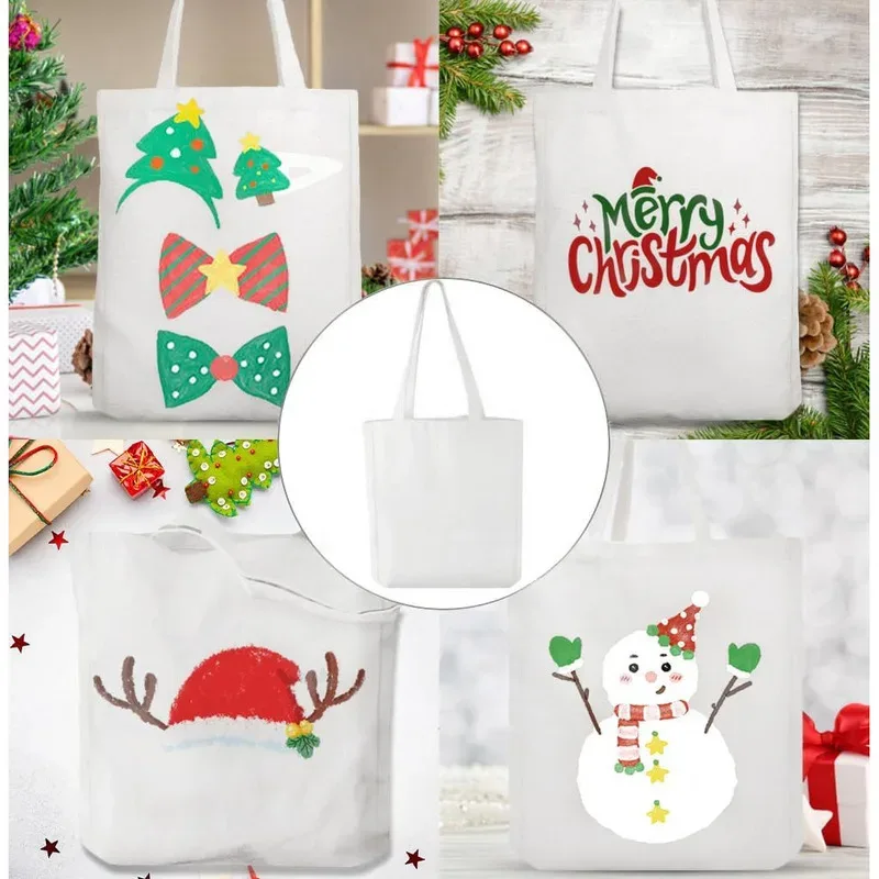 sacs fourre-tout en toile, 5 paquets, vente en gros, robustes, réutilisables, pour épicerie, 12.2x14.2 pouces, sacs en coton vierges en vrac pour le shopping, artisanat de décoration