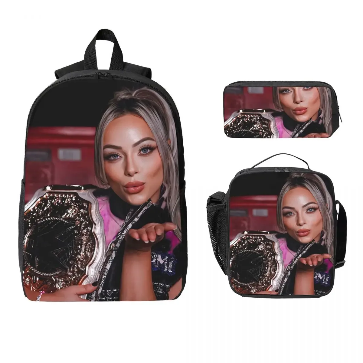 liv morgan sac à dos étudiant garçons filles bookbag sac d'école ordinateur portable sacs à bandoulière 3ps sac à déjeuner isolé trousse à crayons