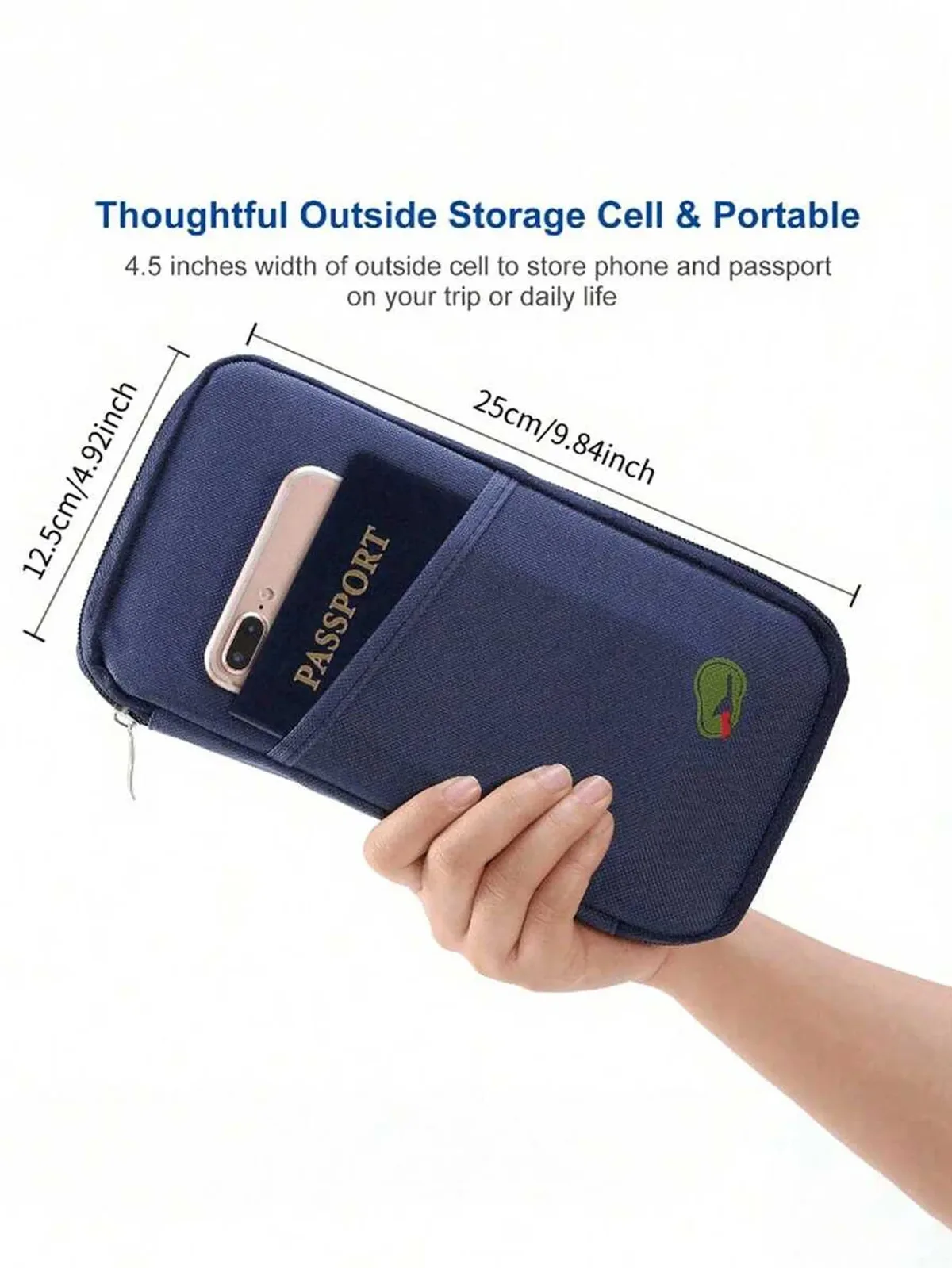 1 porte-passeport de voyage multifonctionnel avec fermeture éclair - comprend un compartiment pour argent liquide, carte d'identité, carte de crédit et téléphone.