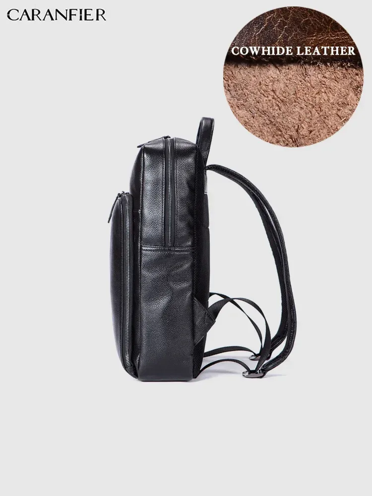 caranfier hommes sacs à dos véritable cuir de vachette sac à dos ordinateur portable sac d'école sacs à dos sacs de voyage mâle mochila masculina