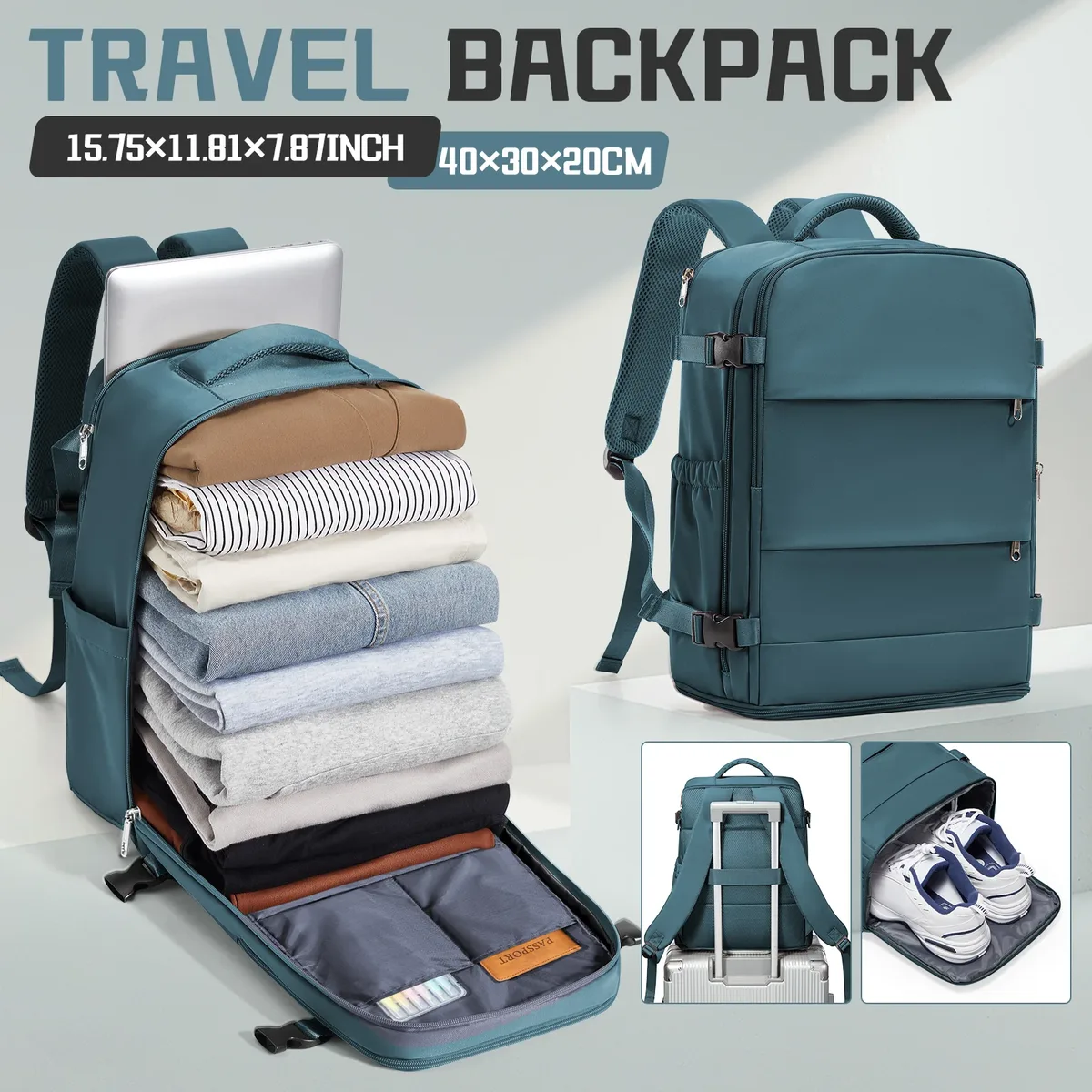 ryanair sac à dos 40x30x20, bagage à main approuvé par la compagnie aérienne cabine max 40x30x20 sac à dos de voyage pour femmes hommes, sac à dos pour ordinateur portable 14 pouces