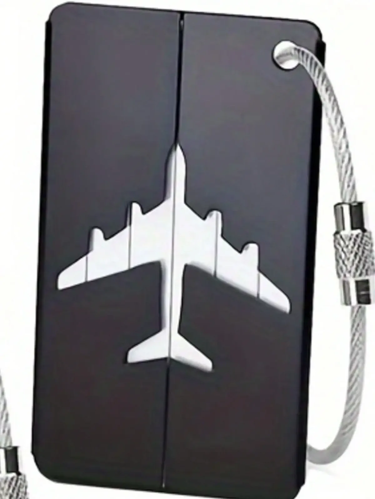étiquette de bagage en aluminium étanche, motif avion minimaliste avec anneau en acier inoxydable, porte-passe d'embarquement, porte-carte d'identité de voyage