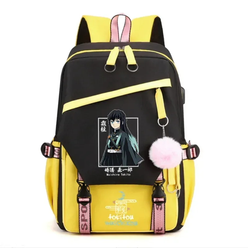 anime démon slayer tokitou muichirou sac à dos adolescents cartable usb pochette d'ordinateur hommes femmes sac à dos voyage sac à bandoulière