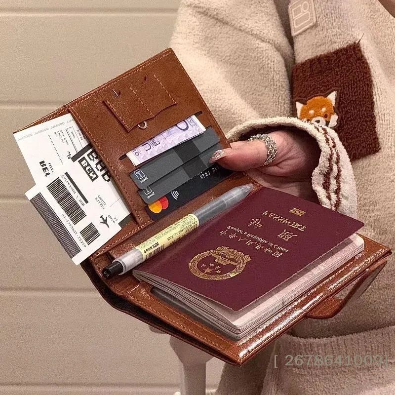 ⚑ portefeuille de voyage pour femme et homme, porte-cartes, blocage rfid, porte-cartes de crédit, porte-passeport, porte-billets d'avion, portefeuilles multifonctions