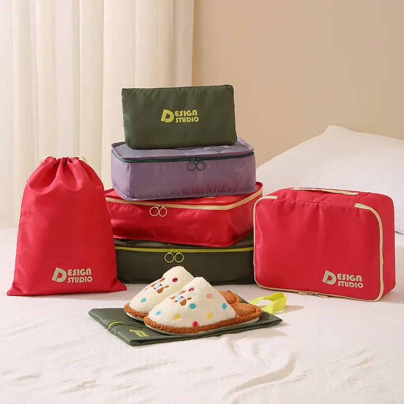 ensemble de sacs de voyage 7 pièces, sac de rangement épais, sac de rangement de bagages portable multifonctionnel, valise étanche, cubes de pakage