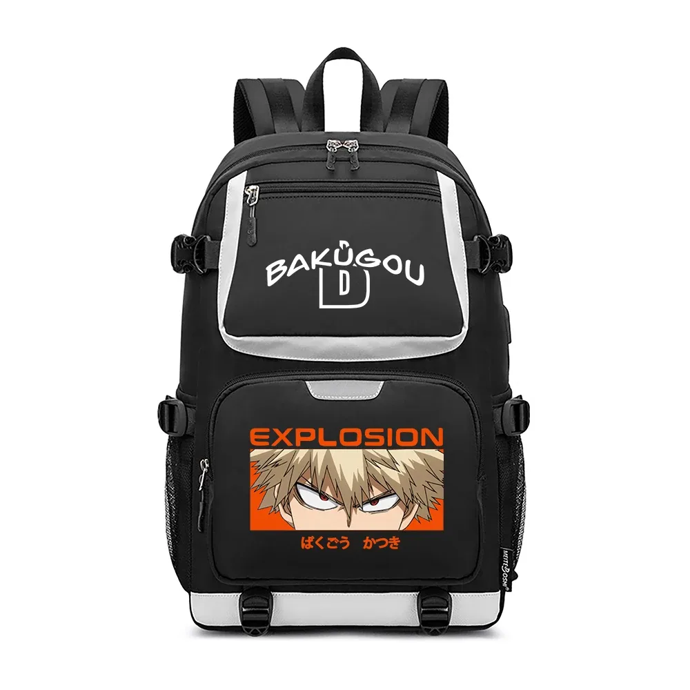 sacs d'école mha, sac à dos oxford, sac à dos de voyage bakugou katsuki, sac à dos pour ordinateur portable avec chargement usb, sacs à bandoulière anime