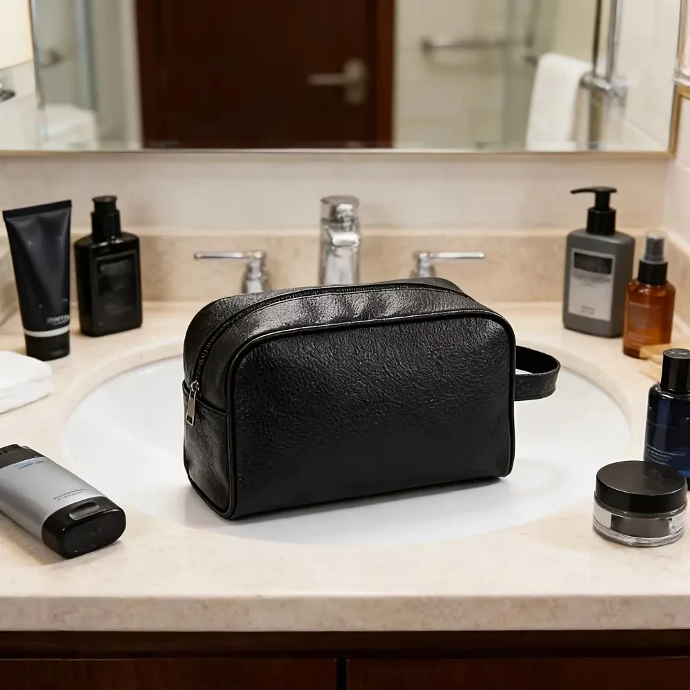 trousse de toilette portable personnalisable avec fermeture éclair, grande capacité, organisateur de maquillage, idéale pour le rangement des soins de la peau et des articles de toilette