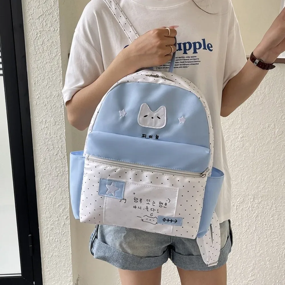 nouveau sac à dos à pois pour enfants, léger, multifonctionnel, grande capacité, blanc, dessin animé, mochilas d'extérieur