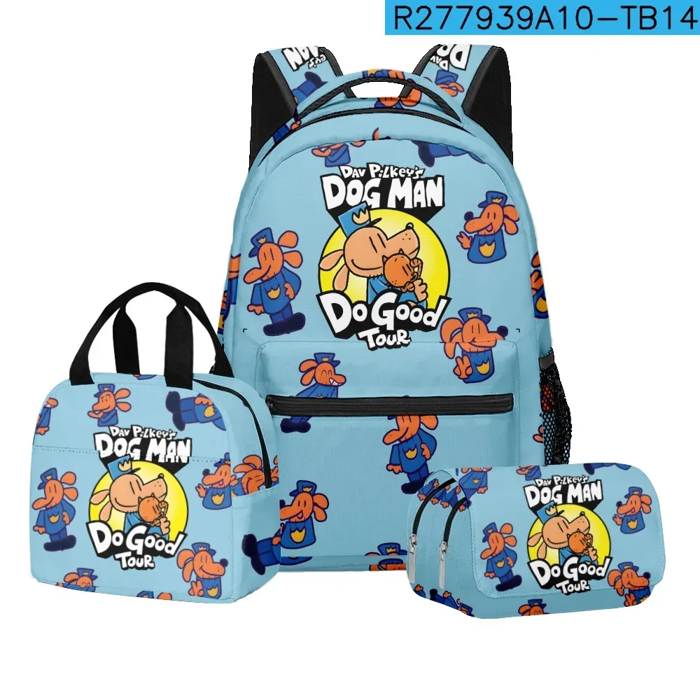 luxe populaire nouveauté dessin animé chien homme 3d imprimé 3 pièces/ensemble étudiant sacs d'école voyage cahier sac à dos sac à déjeuner porte-crayon