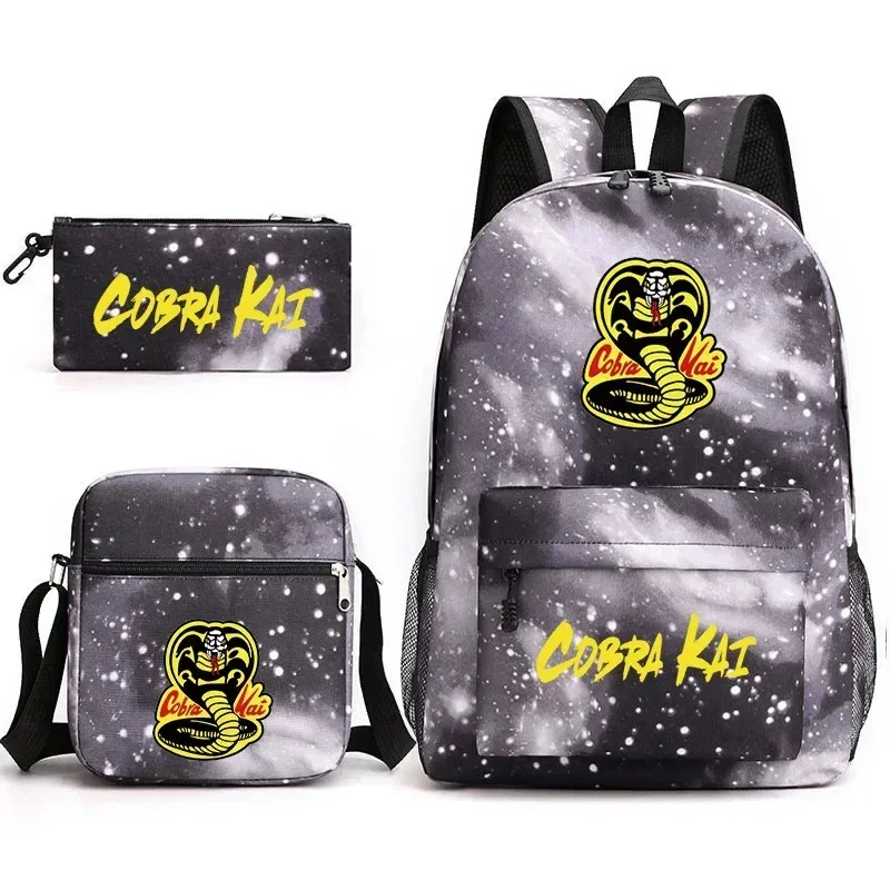 cobra kai sac à dos cartable sac à bandoulière trousse à crayons ensemble cadeau pour enfants étudiants
