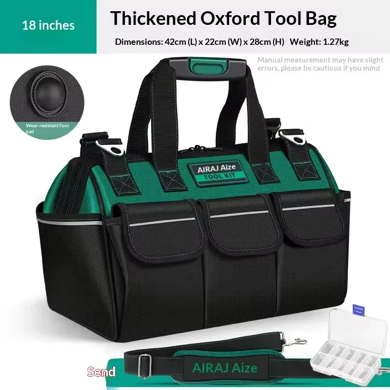 sac à outils robuste, boîte à outils portable à 14 poches, organisateur de rangement, organisation de boîte à outils avec bandoulière réglable