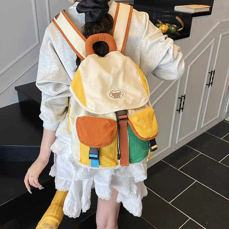 nouveaux sacs assortis parent-enfant, 2 tailles, style coréen, grande capacité, sac à dos scolaire à cordon, nylon, multi-poches, sac à dos pour enfants