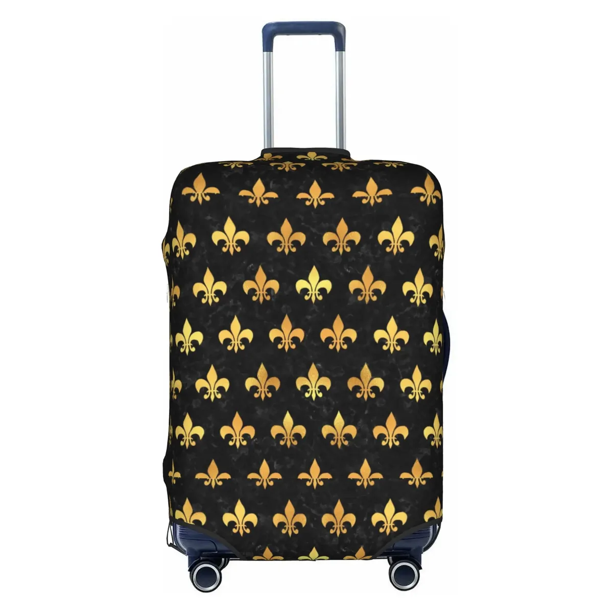 housse de protection pour bagages en cuir marron doré royal, motif fleur de lis, housse de protection amusante pour valise, convient aux valises de 18 à 32 pouces