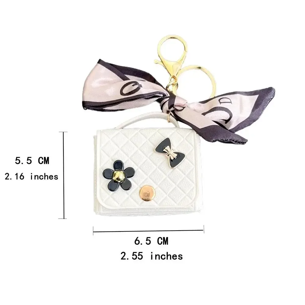 mini sac matelassé en cuir, porte-clés, porte-monnaie, pochette pour écouteurs, accessoires avec pendentif breloque fleur mignonne pour femmes, clés de moto, sacs à dos