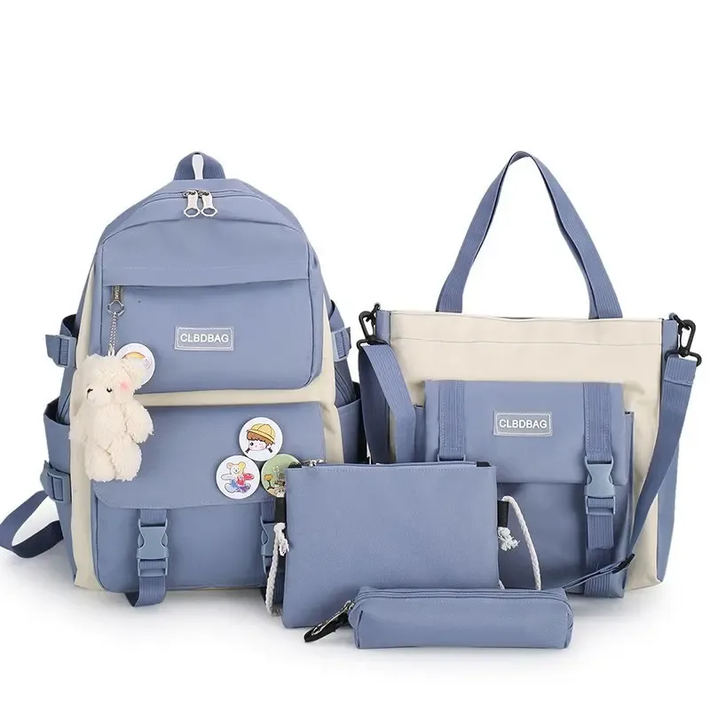 sac à dos d'école kawaii pour enfants, cartable pour femme, sacs d'école pour adolescentes, ensembles de 4 pièces, 138