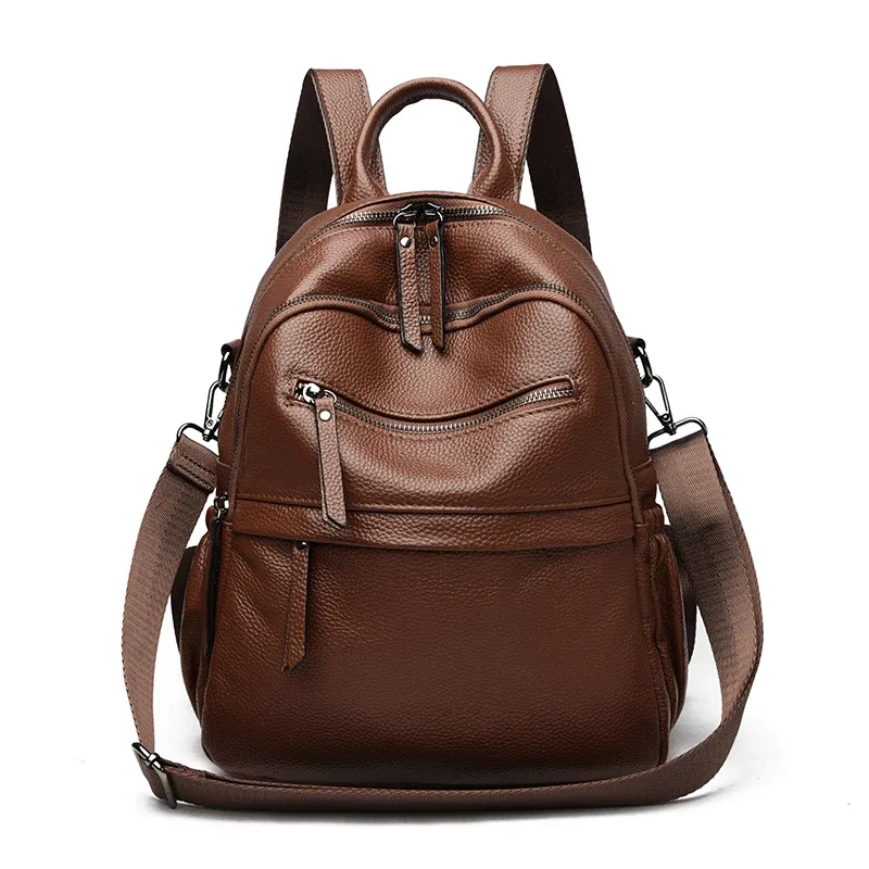 sac à dos rétro en cuir de vache véritable pour femmes, sac à dos de grande capacité, haut de gamme, sac à bandoulière