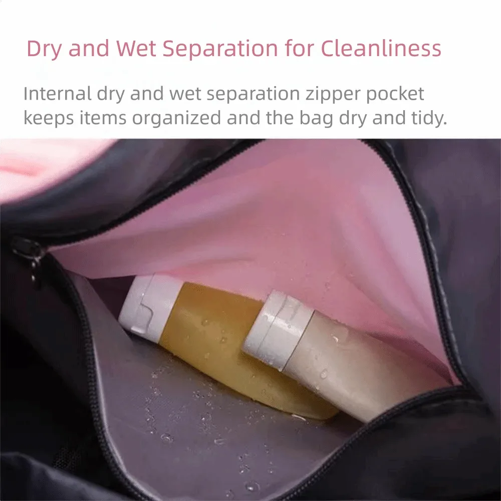 sac de sport brillant effet perle, étanche avec séparation sec/humide, sac de voyage grande capacité, sac de week-end, sac de sport pour femme