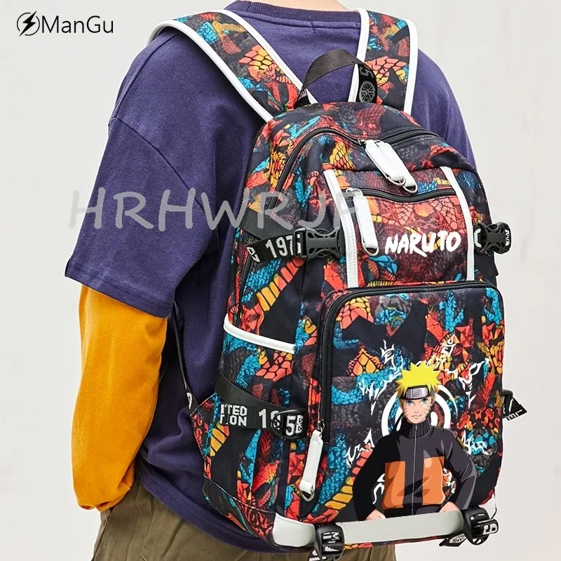Sac à dos Uzumaki Naruto Uchiha Sasuke, sac à dos d'école orthopédique camouflage, sac à dos imperméable pour lycée, mochila infantil