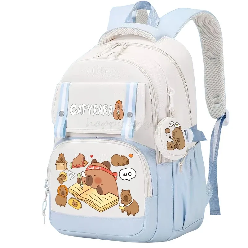 Élégant Kawaii Capybara ordinateur sac à dos collège école sac à dos décontracté adolescents sac grande capacité sangle réglable cartable