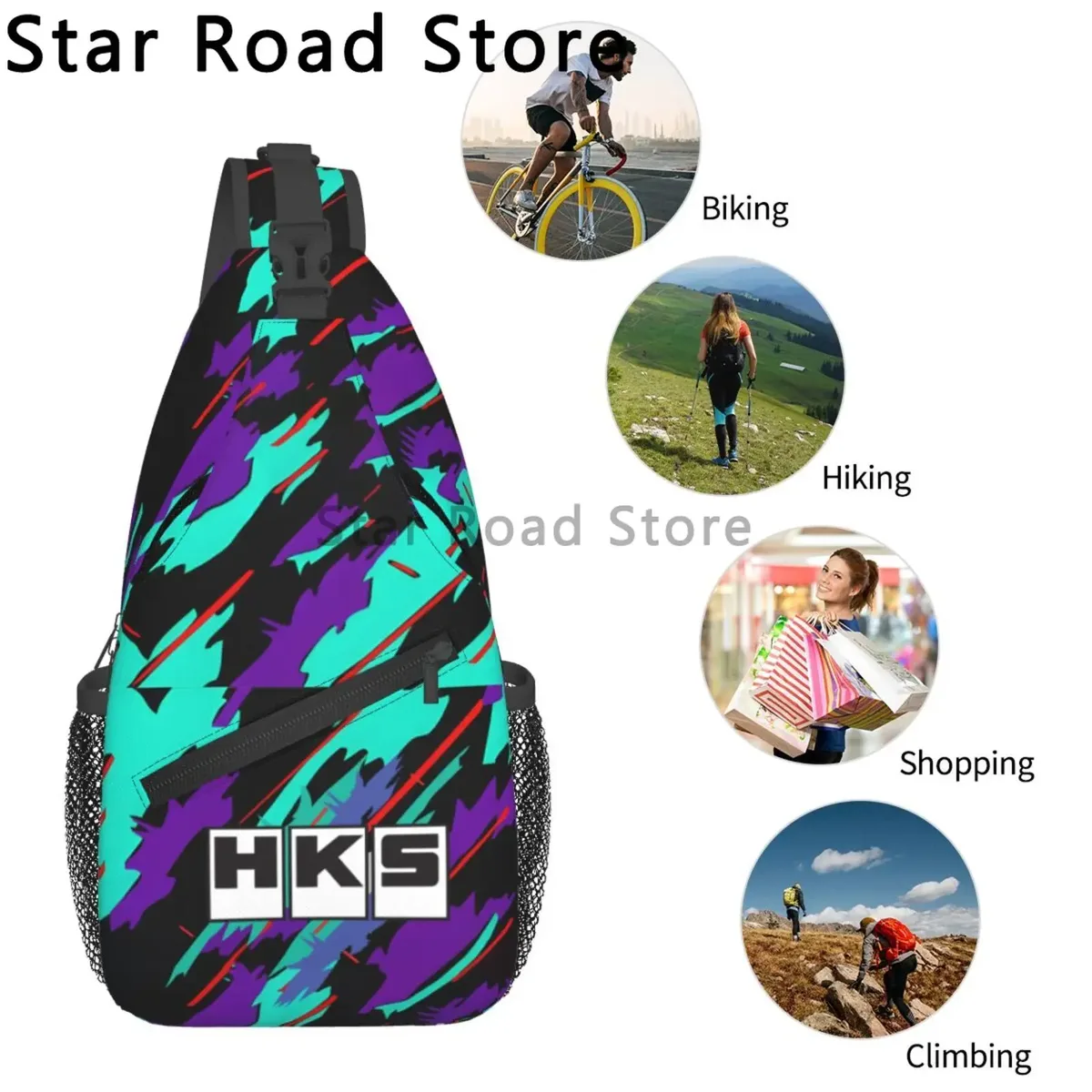 hks advan-sac à dos à bandoulière avec logo jdm pour homme et femme, observateur, réglable, décontracté, voyage, randonnée