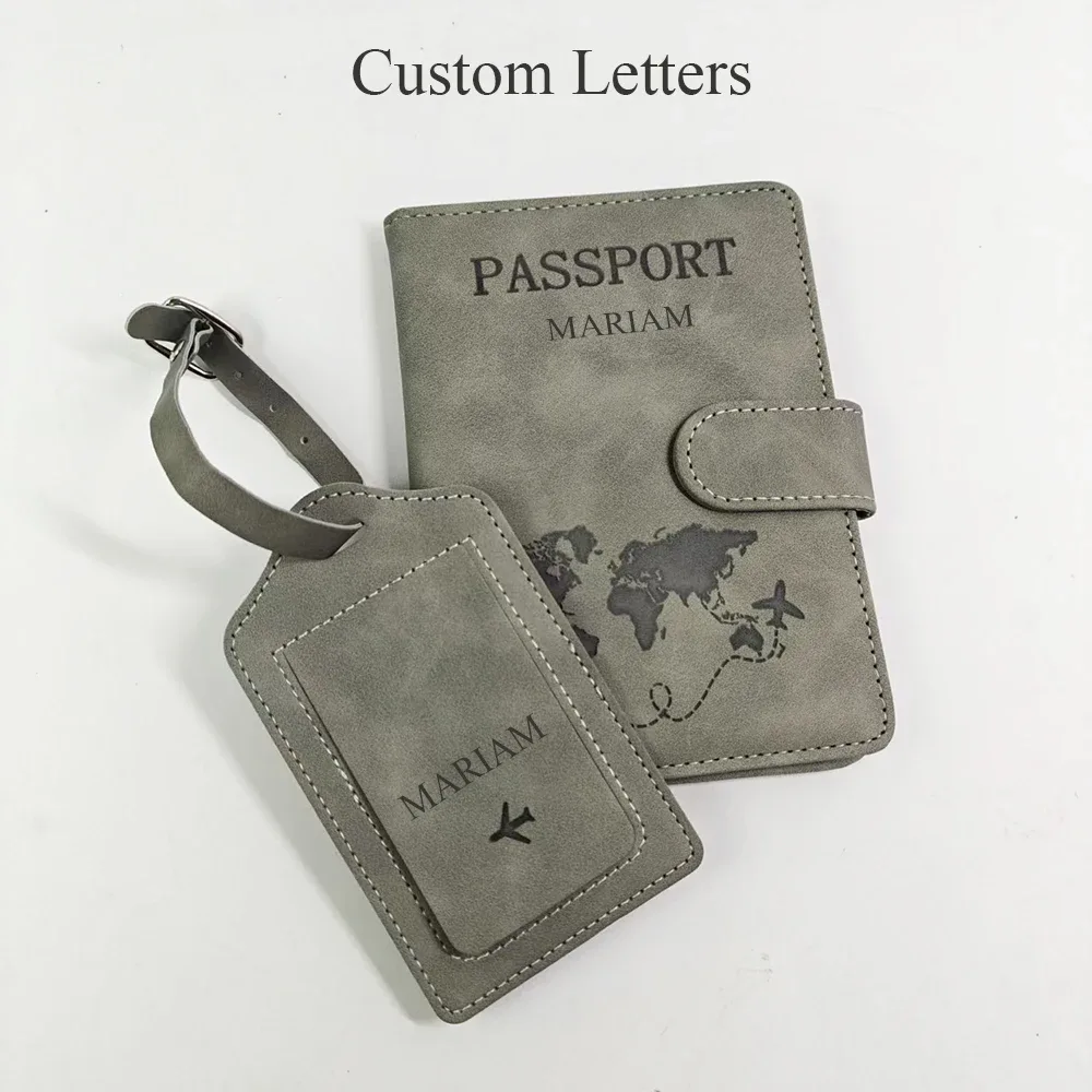 porte-passeport personnalisé, étiquette de bagage, boîte cadeau, accessoires de voyage tendance diy, vente en gros, gravure de logo, portefeuille de voyage