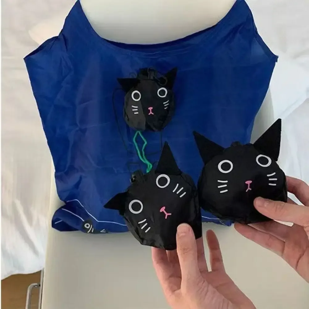 sac de courses pliable réutilisable motif grenouille, sac écologique pliable motif chat de dessin animé, pochette d'épaule, sac à main, sac de rangement pour le shopping