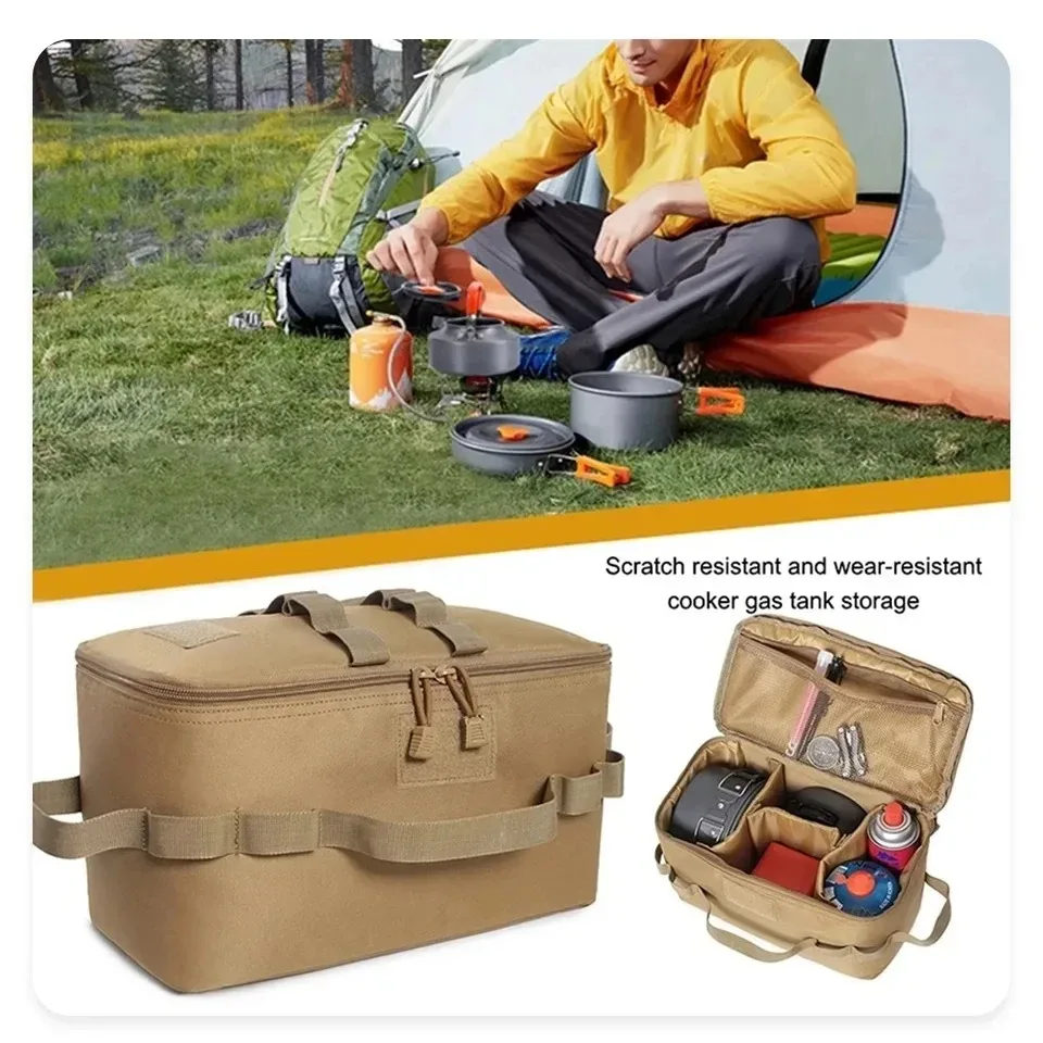 sac de rangement de camping extérieur grande capacité - sac à outils pour piquets de sol avec kit d'ustensiles de pique-nique et organisateur de cartouches de gaz