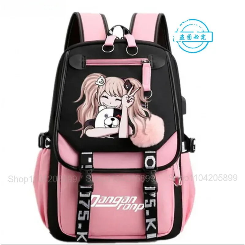 sac à dos danganronpa anime mochila, sac d'école pour étudiants, sac de voyage avec port usb, sacoche décontractée pour ordinateur portable, grand sac messager, cadeau