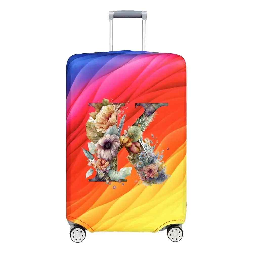 housse de protection extensible pour valise, série florale et lettres, pour valises de 18 à 32 pouces, organisateur de voyage