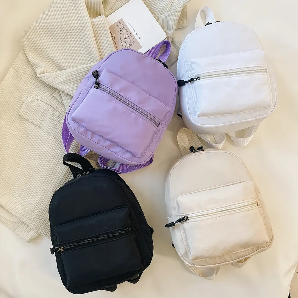 sac à dos en nylon solide pour femmes, sac à dos pour documents, style preppy, mini sacs à dos, mode