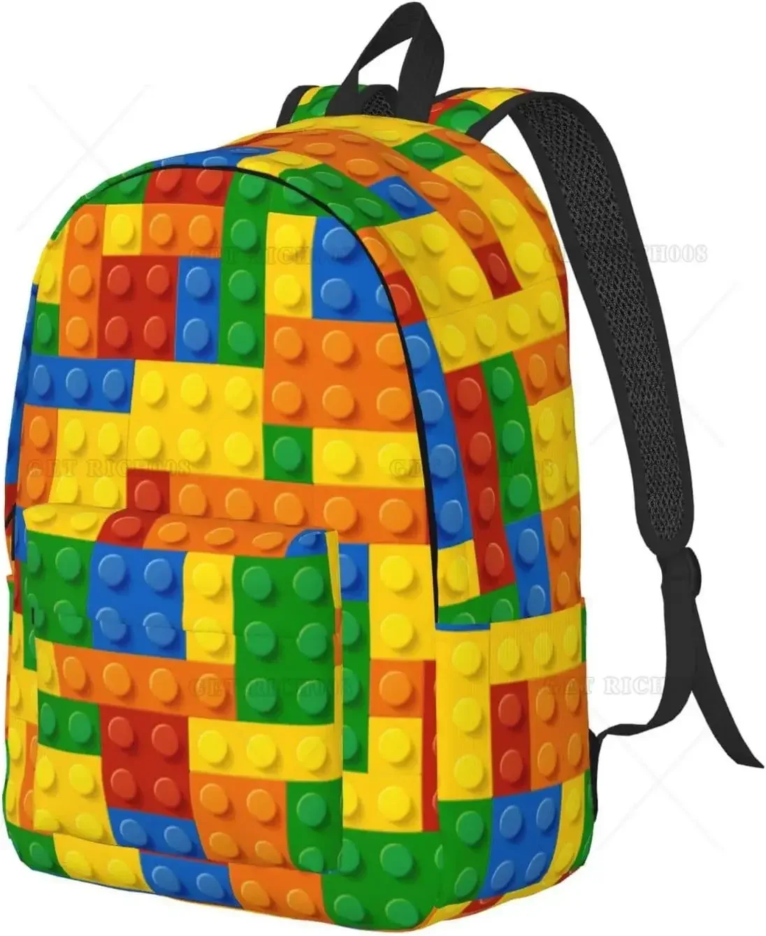 blocs colorés motif amusant sac à dos pour filles garçons femmes sac à dos léger sac à dos décontracté pour voyage camping en plein air 15 pouces