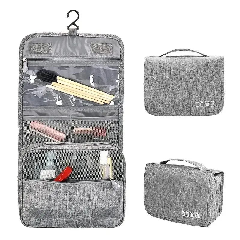 sac de rangement portable en tissu oxford pour hommes et femmes, sac de rangement de produits de toilette, sac à cosmétiques, pochette de lavage de voyage suspendue étanche