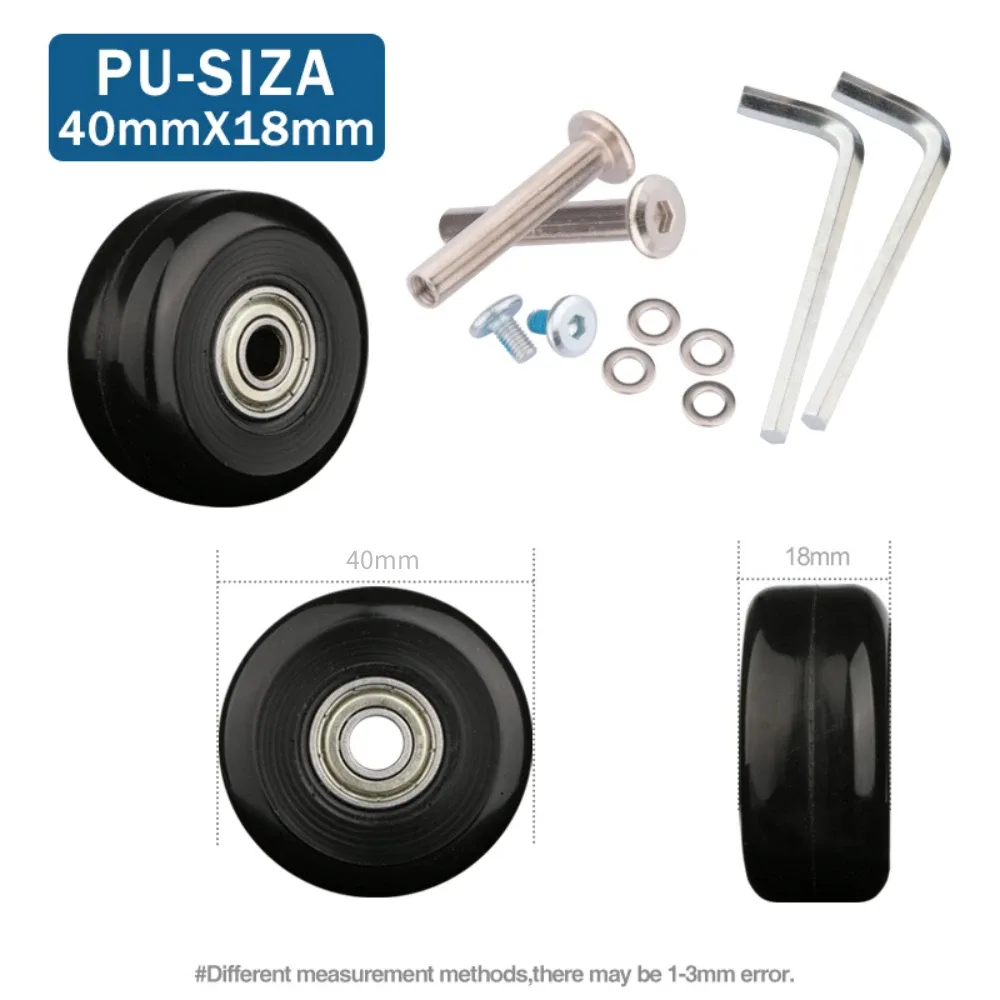 roues de rechange pour valise à bagages, axes od 36-50mm, noir de luxe avec vis, adaptées à une roulette pivotante de valise de 18 à 26 pouces