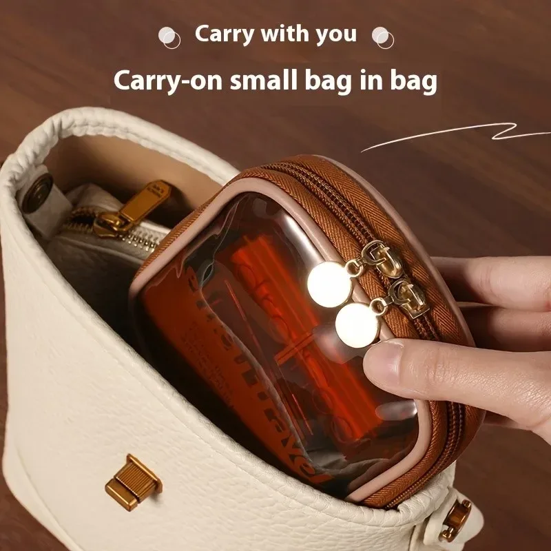 sac de voyage transparent pour cosmétiques, mini sac de rangement portable et étanche pour rouges à lèvres, pochette multifonctionnelle
