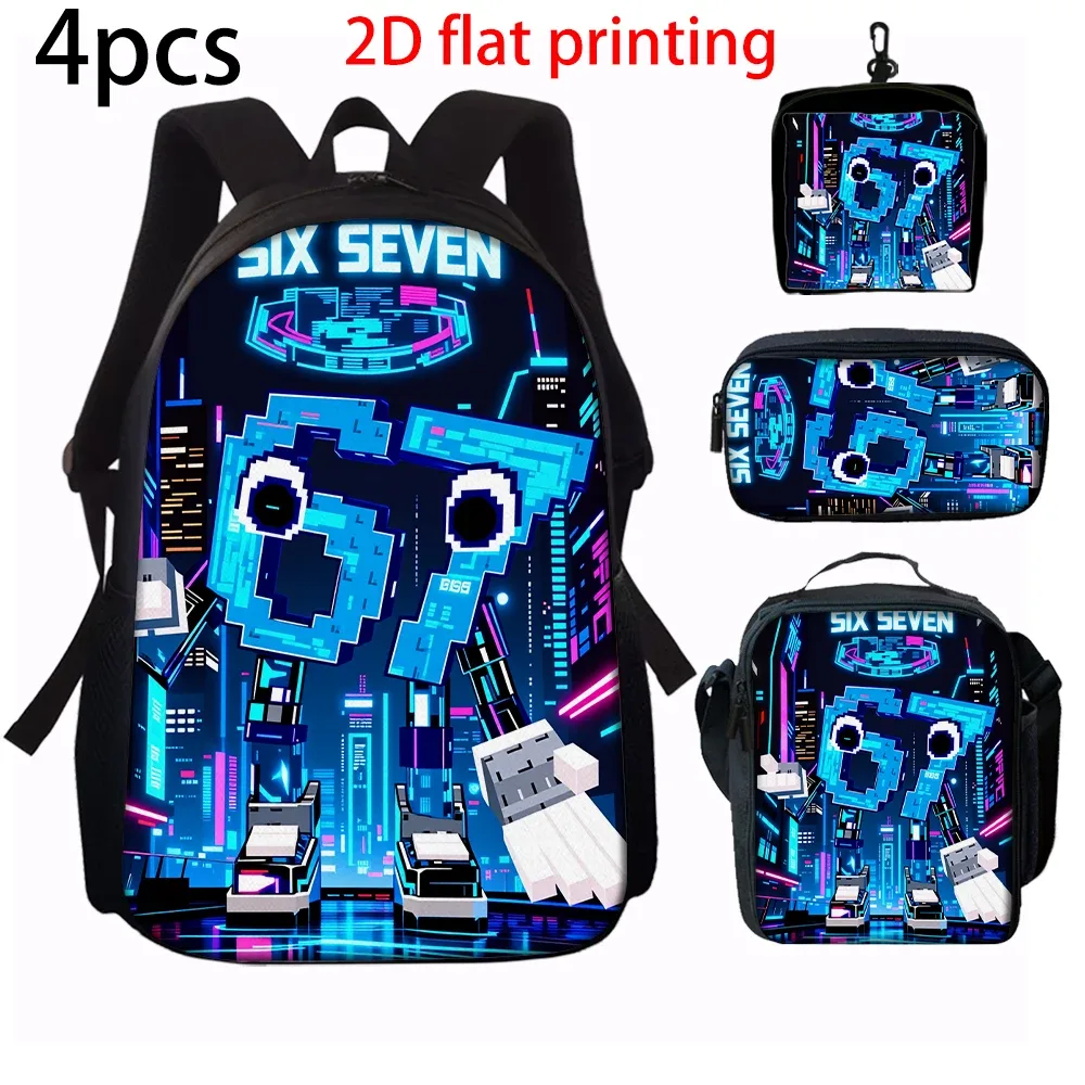 ensemble de sacs à dos imprimés avec des chiffres de dessin animé 67, légers, grande capacité, pour l'école, le voyage, cadeau parfait pour enfants, 1/2/3/4/5 pièces