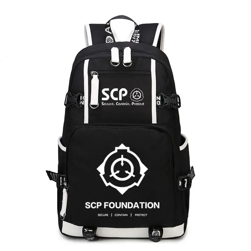 sac à dos scp secure contain protect, cartable noir, sacs d'école de dessin animé, sac à dos de voyage lumineux, sacs initiés par ordinateur portable usb