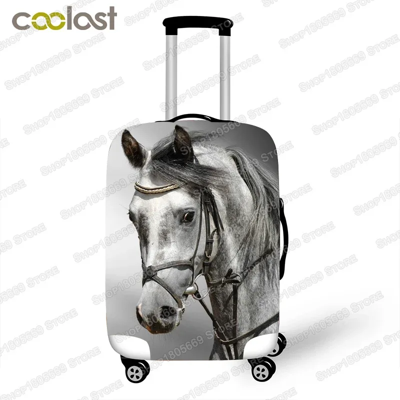 juste de bagage imprimée animal et cheval, housses de valise à roulettes élastiques, anti-poussière, accessoires de voyage mignons